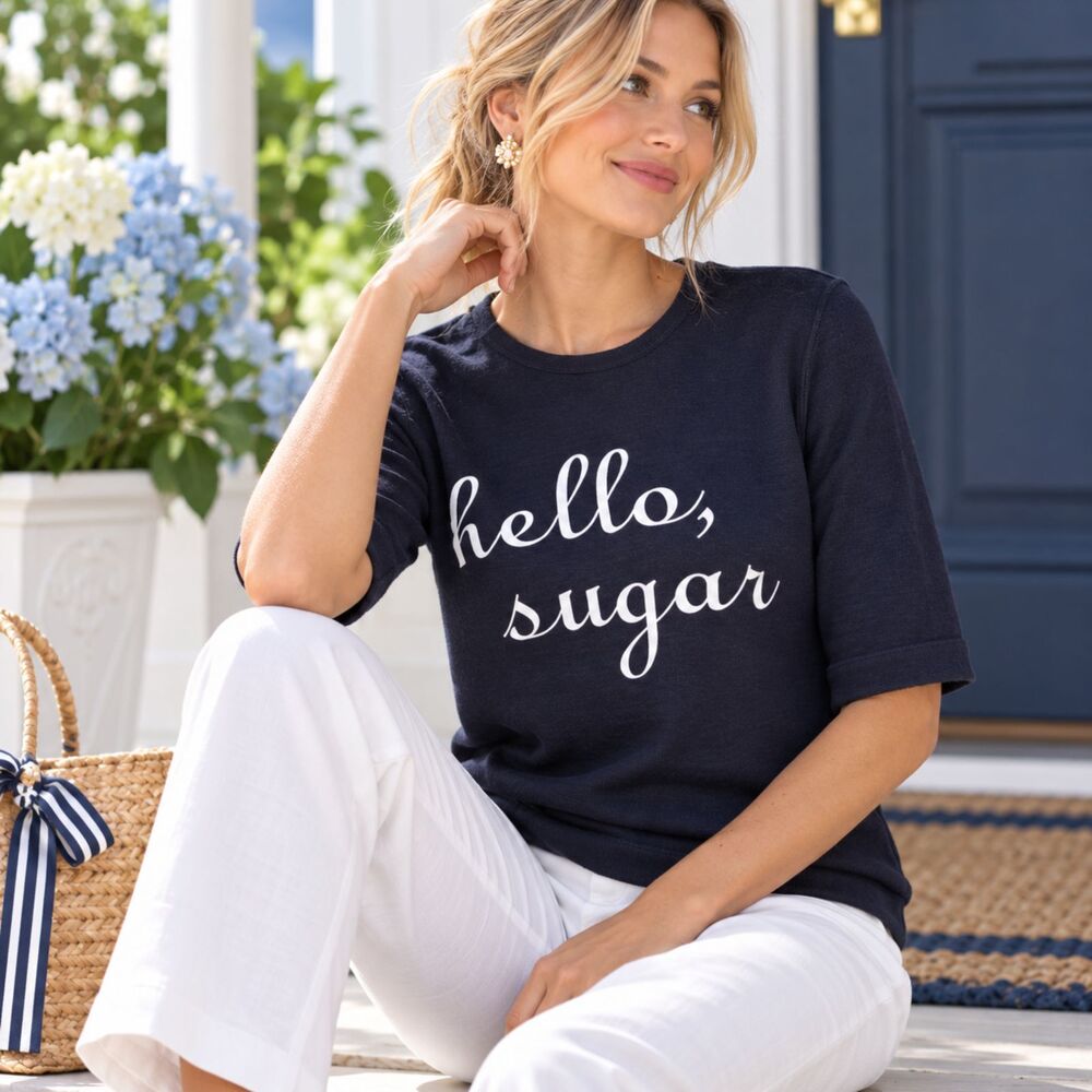 Draper James Blouse Hello Sugar Short Sleeve Sweater X-Small